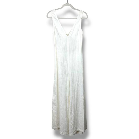 Madewell NWT Lightestspun Tie-Back White Cotton Gauze Cover-Up Jumpsuit Small - Picture 2 of 10